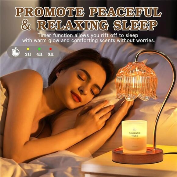 Dimmable Flower Candle Warmer Lamp with Timer, Vintage Lamp Candle Warmer - Picture 5 of 7